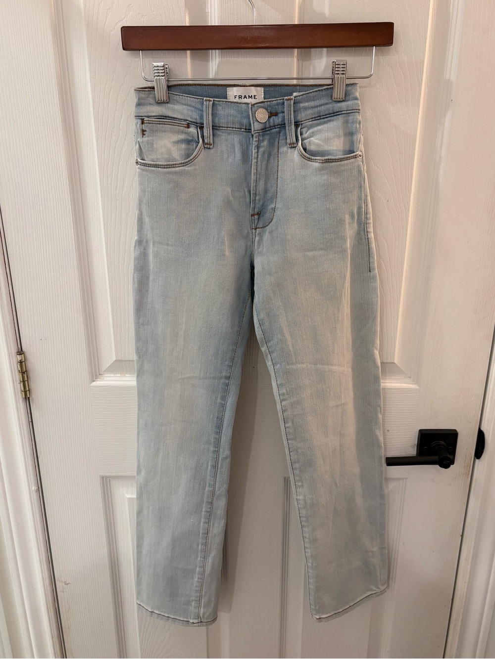 Frame Denim Pale Blue Straight Leg Jeans